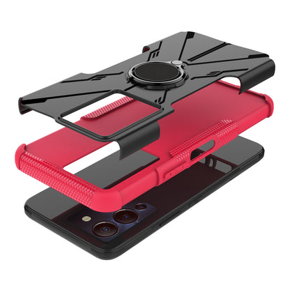 For Infinix Note 12 G96 4G X670 Hard PC Back Flexible TPU Shock-Absorbing Cover Ring Holder Kickstand Anti-Slip Phone Case Support Magnetic Car Mount