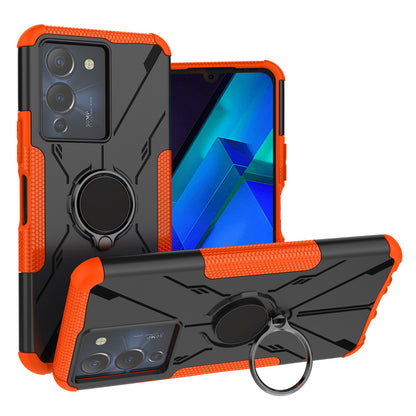 For Infinix Note 12 G96 4G X670 Hard PC Back Flexible TPU Shock-Absorbing Cover Ring Holder Kickstand Anti-Slip Phone Case Support Magnetic Car Mount 