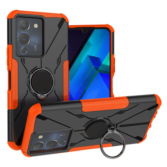 For Infinix Note 12 G96 4G X670 Hard PC Back Flexible TPU Shock-Absorbing Cover Ring Holder Kickstand Anti-Slip Phone Case Support Magnetic Car Mount 