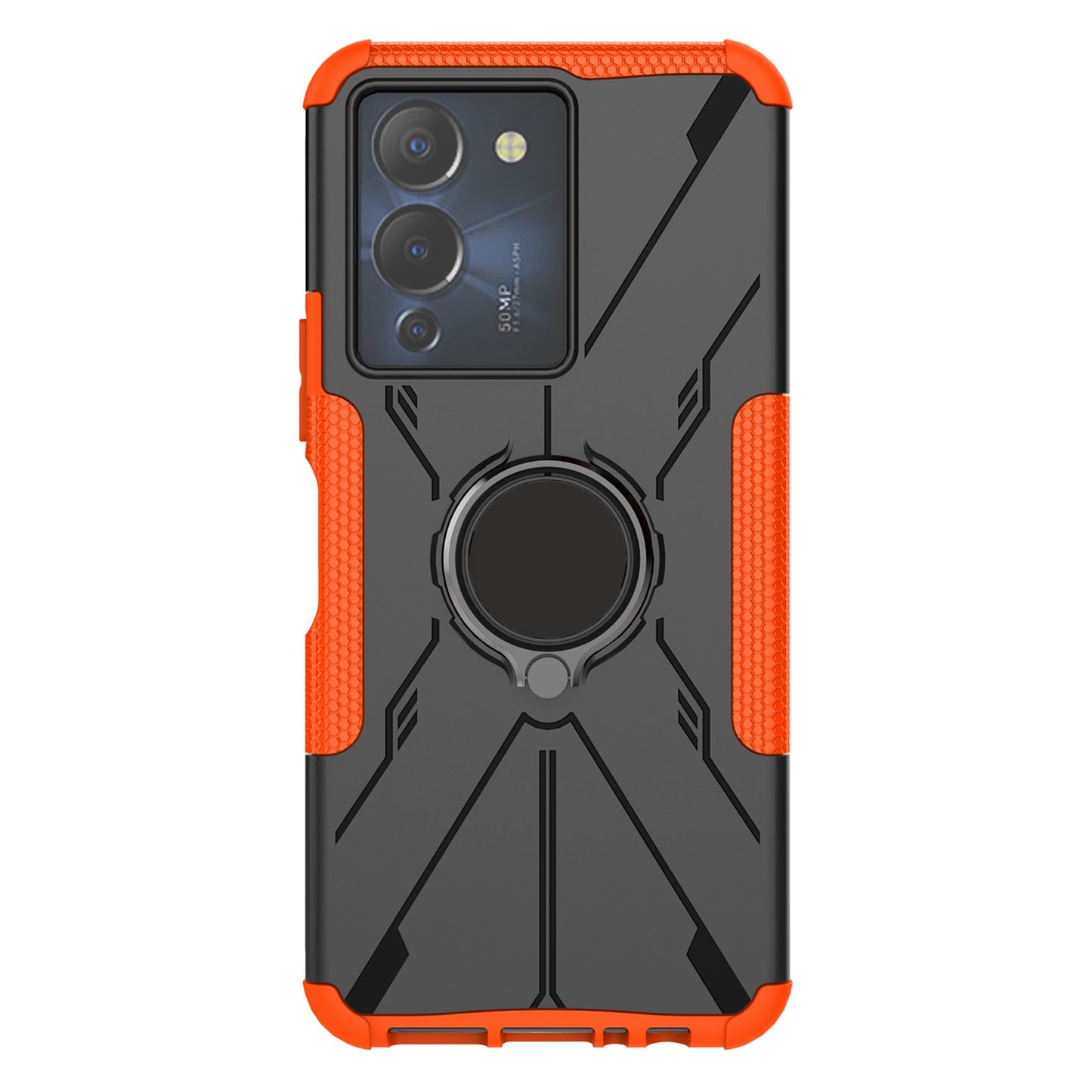 For Infinix Note 12 G96 4G X670 Hard PC Back Flexible TPU Shock-Absorbing Cover Ring Holder Kickstand Anti-Slip Phone Case Support Magnetic Car Mount