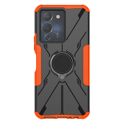 For Infinix Note 12 G96 4G X670 Hard PC Back Flexible TPU Shock-Absorbing Cover Ring Holder Kickstand Anti-Slip Phone Case Support Magnetic Car Mount