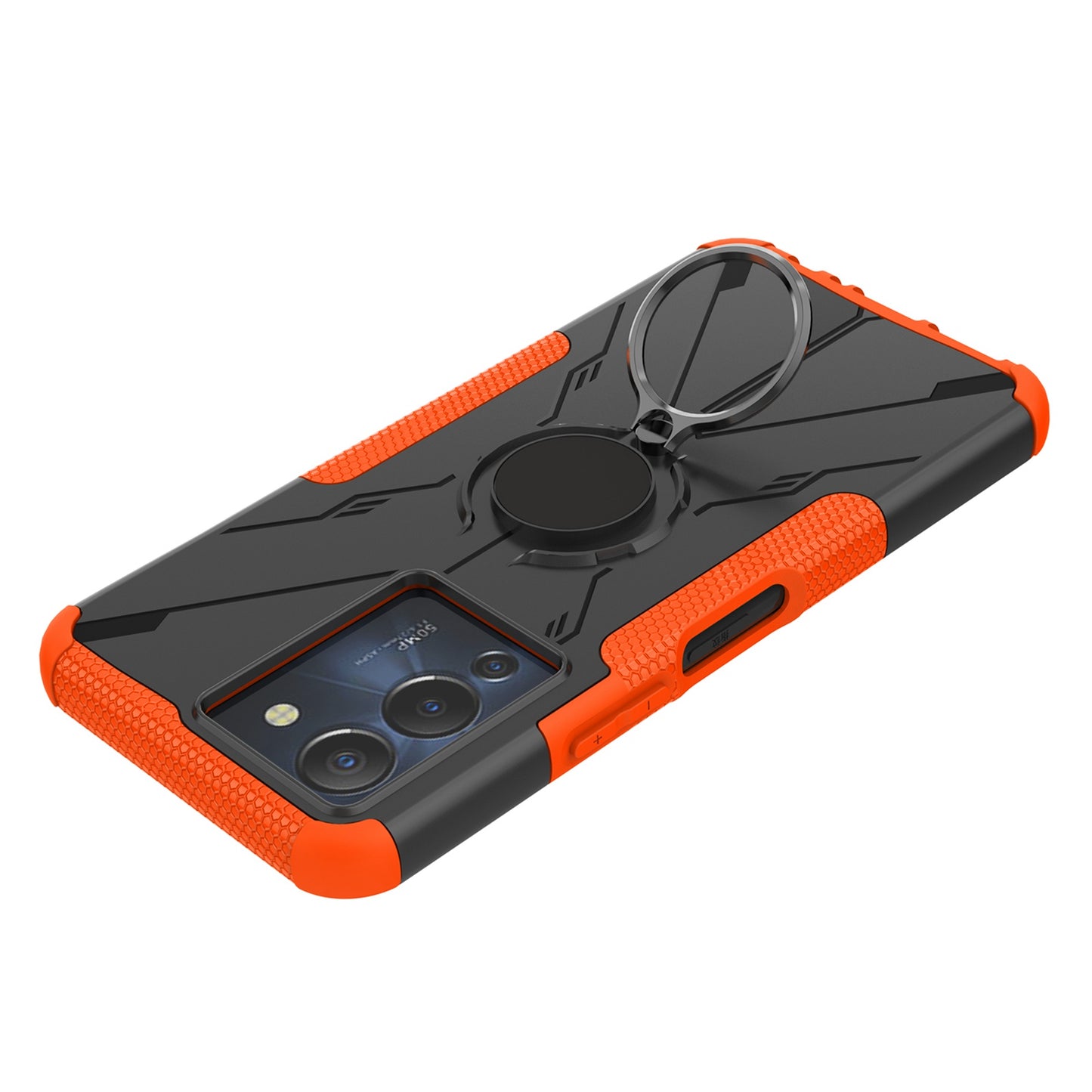 For Infinix Note 12 G96 4G X670 Hard PC Back Flexible TPU Shock-Absorbing Cover Ring Holder Kickstand Anti-Slip Phone Case Support Magnetic Car Mount