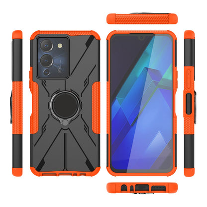 For Infinix Note 12 G96 4G X670 Hard PC Back Flexible TPU Shock-Absorbing Cover Ring Holder Kickstand Anti-Slip Phone Case Support Magnetic Car Mount
