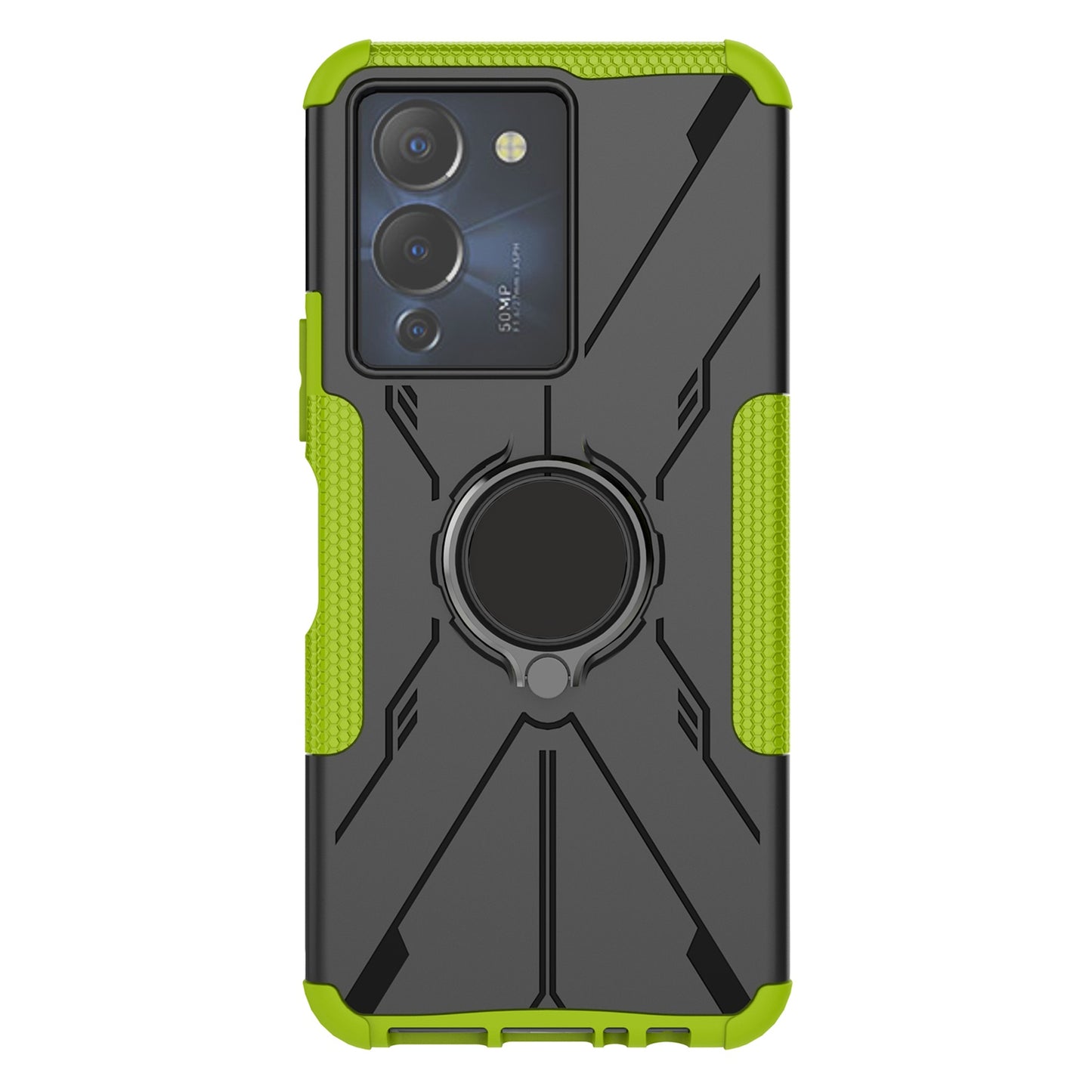 For Infinix Note 12 G96 4G X670 Hard PC Back Flexible TPU Shock-Absorbing Cover Ring Holder Kickstand Anti-Slip Phone Case Support Magnetic Car Mount