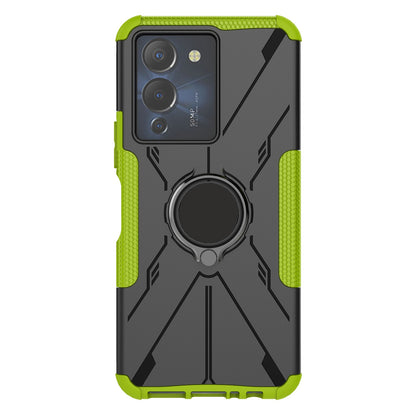 For Infinix Note 12 G96 4G X670 Hard PC Back Flexible TPU Shock-Absorbing Cover Ring Holder Kickstand Anti-Slip Phone Case Support Magnetic Car Mount