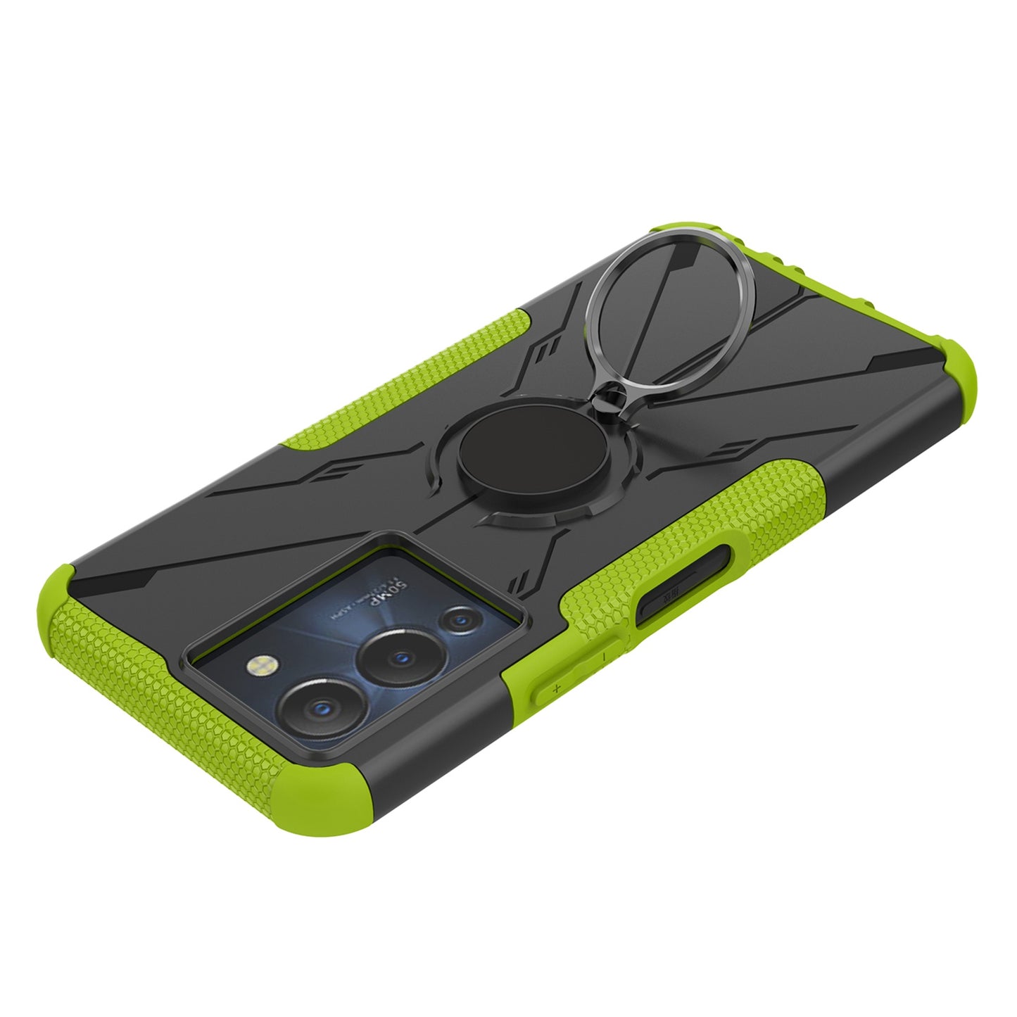 For Infinix Note 12 G96 4G X670 Hard PC Back Flexible TPU Shock-Absorbing Cover Ring Holder Kickstand Anti-Slip Phone Case Support Magnetic Car Mount
