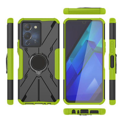 For Infinix Note 12 G96 4G X670 Hard PC Back Flexible TPU Shock-Absorbing Cover Ring Holder Kickstand Anti-Slip Phone Case Support Magnetic Car Mount