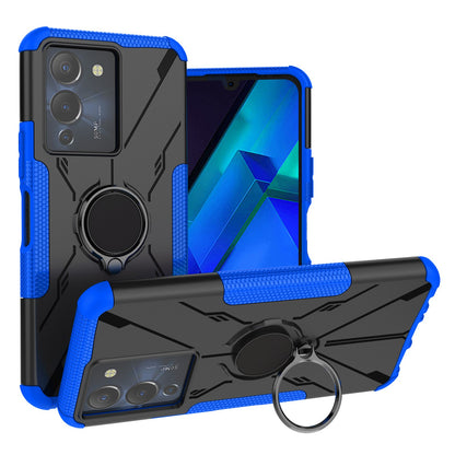 For Infinix Note 12 G96 4G X670 Hard PC Back Flexible TPU Shock-Absorbing Cover Ring Holder Kickstand Anti-Slip Phone Case Support Magnetic Car Mount 