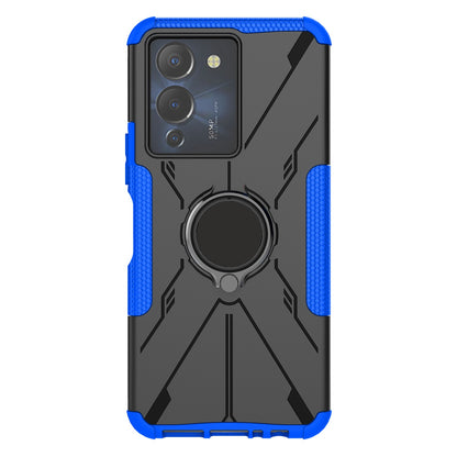 For Infinix Note 12 G96 4G X670 Hard PC Back Flexible TPU Shock-Absorbing Cover Ring Holder Kickstand Anti-Slip Phone Case Support Magnetic Car Mount