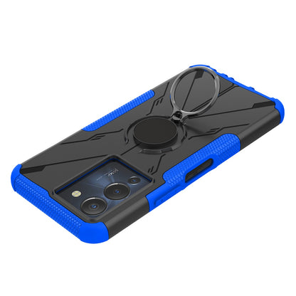 For Infinix Note 12 G96 4G X670 Hard PC Back Flexible TPU Shock-Absorbing Cover Ring Holder Kickstand Anti-Slip Phone Case Support Magnetic Car Mount
