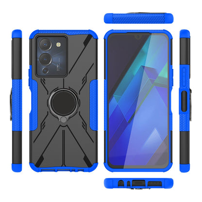 For Infinix Note 12 G96 4G X670 Hard PC Back Flexible TPU Shock-Absorbing Cover Ring Holder Kickstand Anti-Slip Phone Case Support Magnetic Car Mount