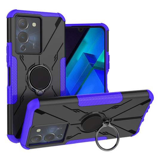 For Infinix Note 12 G96 4G X670 Hard PC Back Flexible TPU Shock-Absorbing Cover Ring Holder Kickstand Anti-Slip Phone Case Support Magnetic Car Mount 