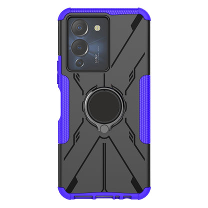 For Infinix Note 12 G96 4G X670 Hard PC Back Flexible TPU Shock-Absorbing Cover Ring Holder Kickstand Anti-Slip Phone Case Support Magnetic Car Mount