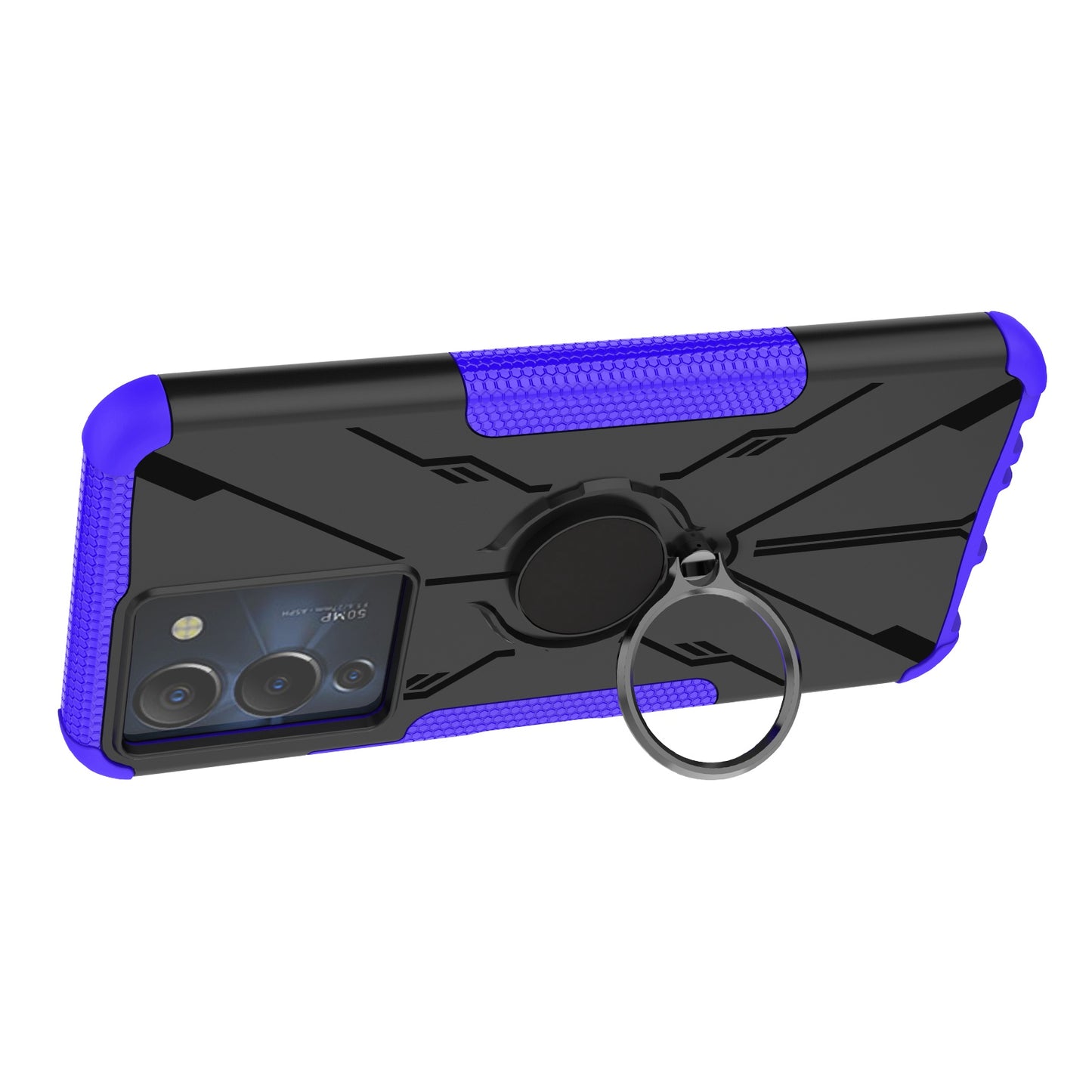For Infinix Note 12 G96 4G X670 Hard PC Back Flexible TPU Shock-Absorbing Cover Ring Holder Kickstand Anti-Slip Phone Case Support Magnetic Car Mount