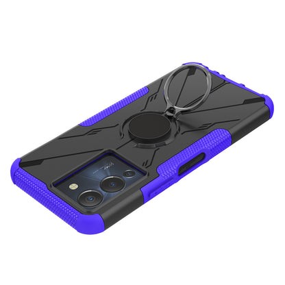 For Infinix Note 12 G96 4G X670 Hard PC Back Flexible TPU Shock-Absorbing Cover Ring Holder Kickstand Anti-Slip Phone Case Support Magnetic Car Mount