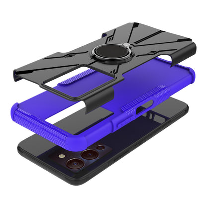 For Infinix Note 12 G96 4G X670 Hard PC Back Flexible TPU Shock-Absorbing Cover Ring Holder Kickstand Anti-Slip Phone Case Support Magnetic Car Mount