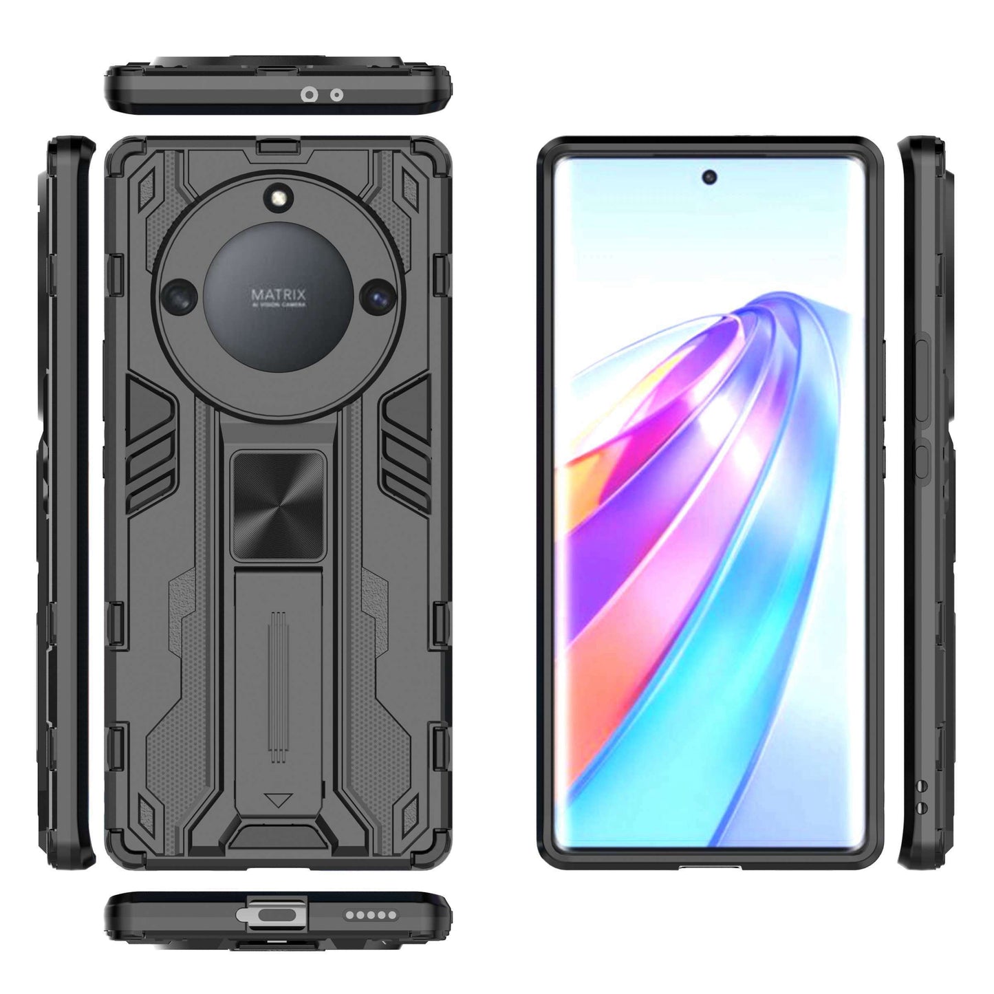 For Honor X40 5G Kickstand Protective Phone Case Drop-proof Hard PC Soft TPU Hybrid Cover