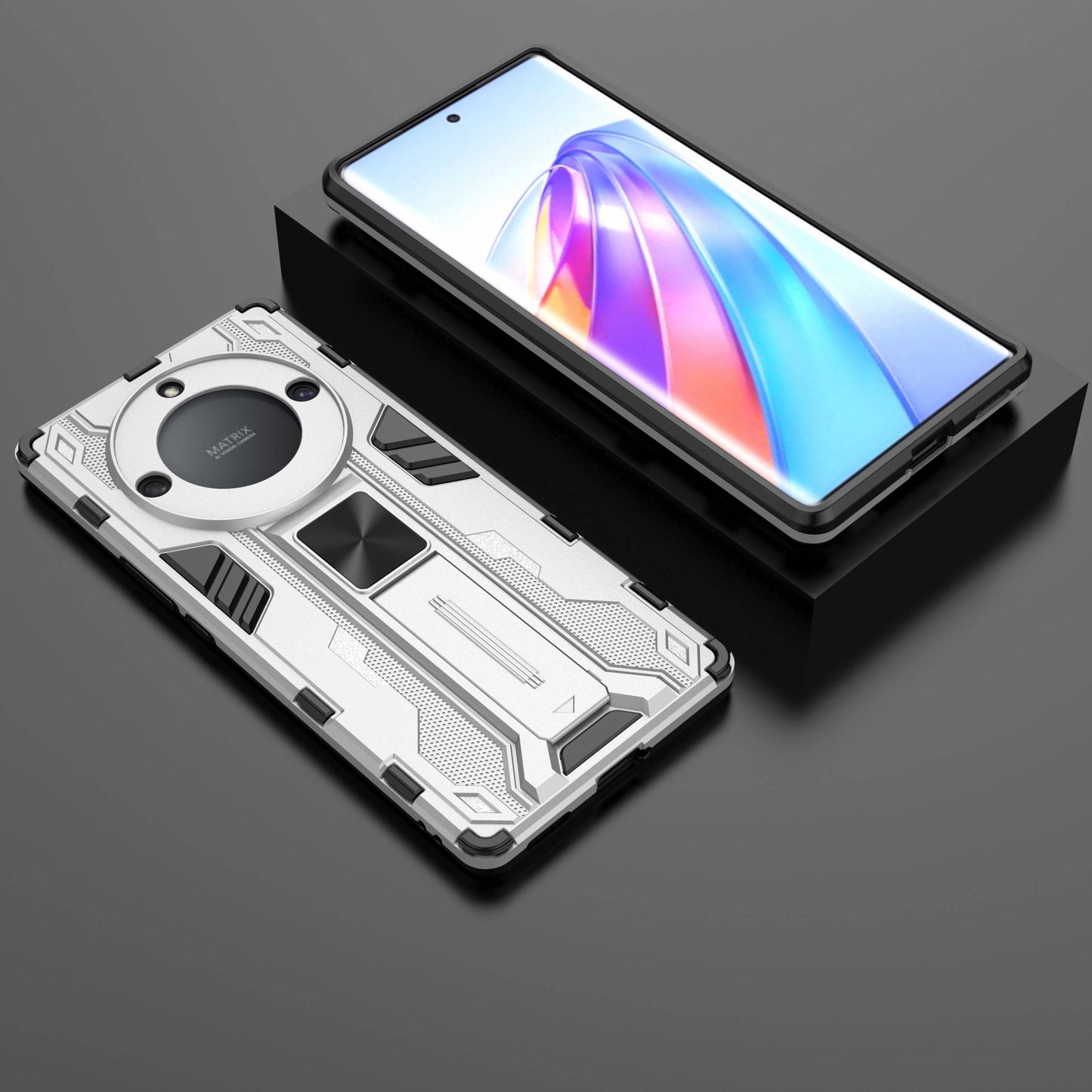 For Honor X40 5G Kickstand Protective Phone Case Drop-proof Hard PC Soft TPU Hybrid Cover