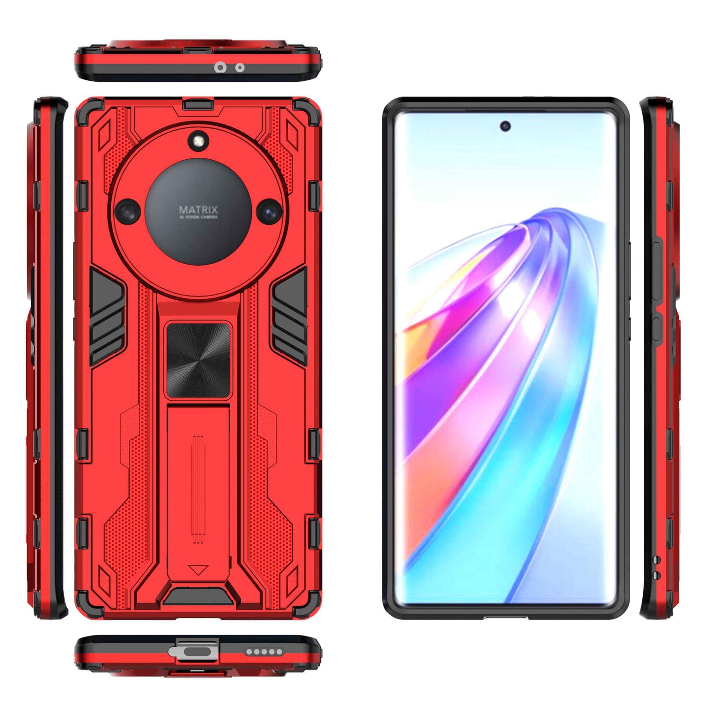 For Honor X40 5G Kickstand Protective Phone Case Drop-proof Hard PC Soft TPU Hybrid Cover