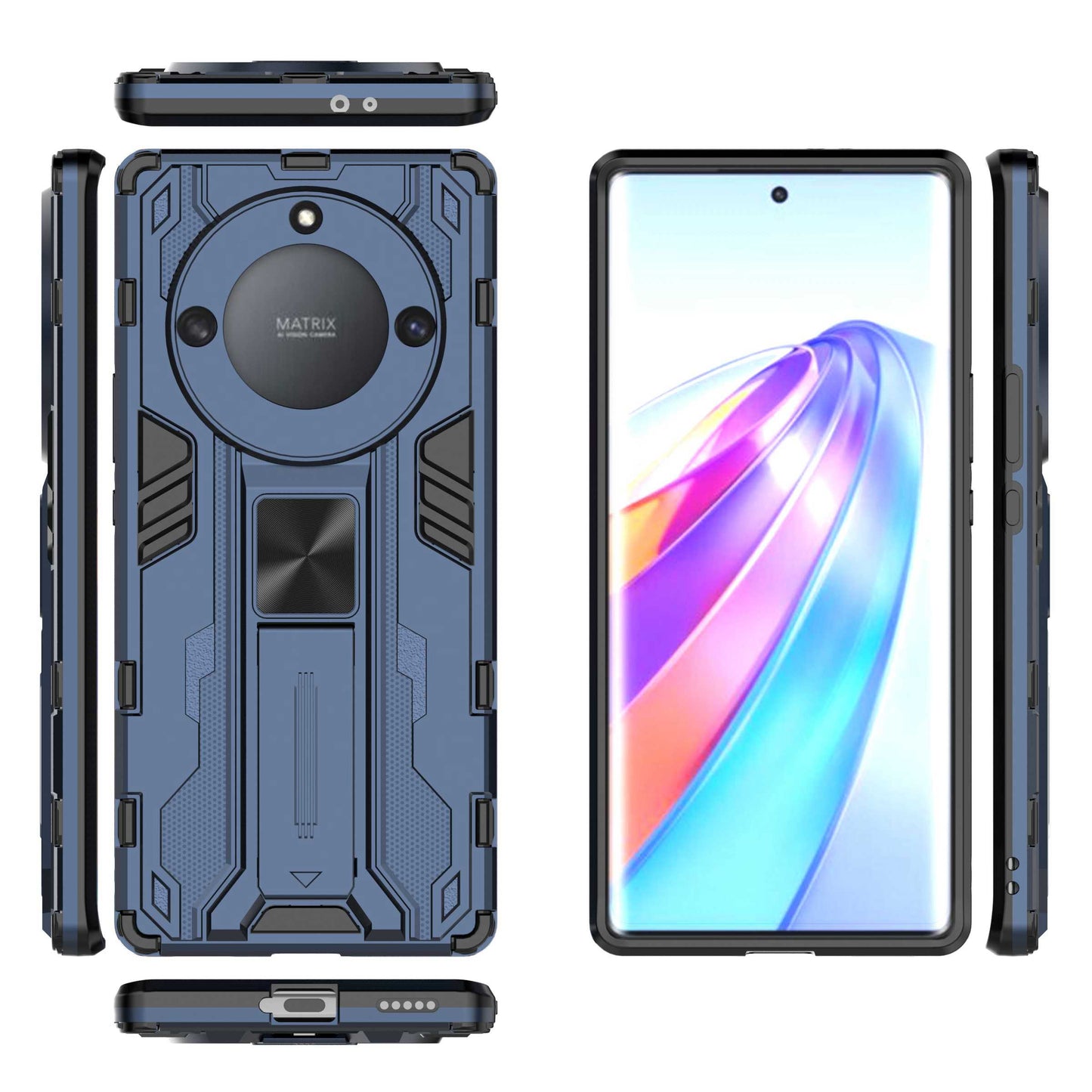 For Honor X40 5G Kickstand Protective Phone Case Drop-proof Hard PC Soft TPU Hybrid Cover
