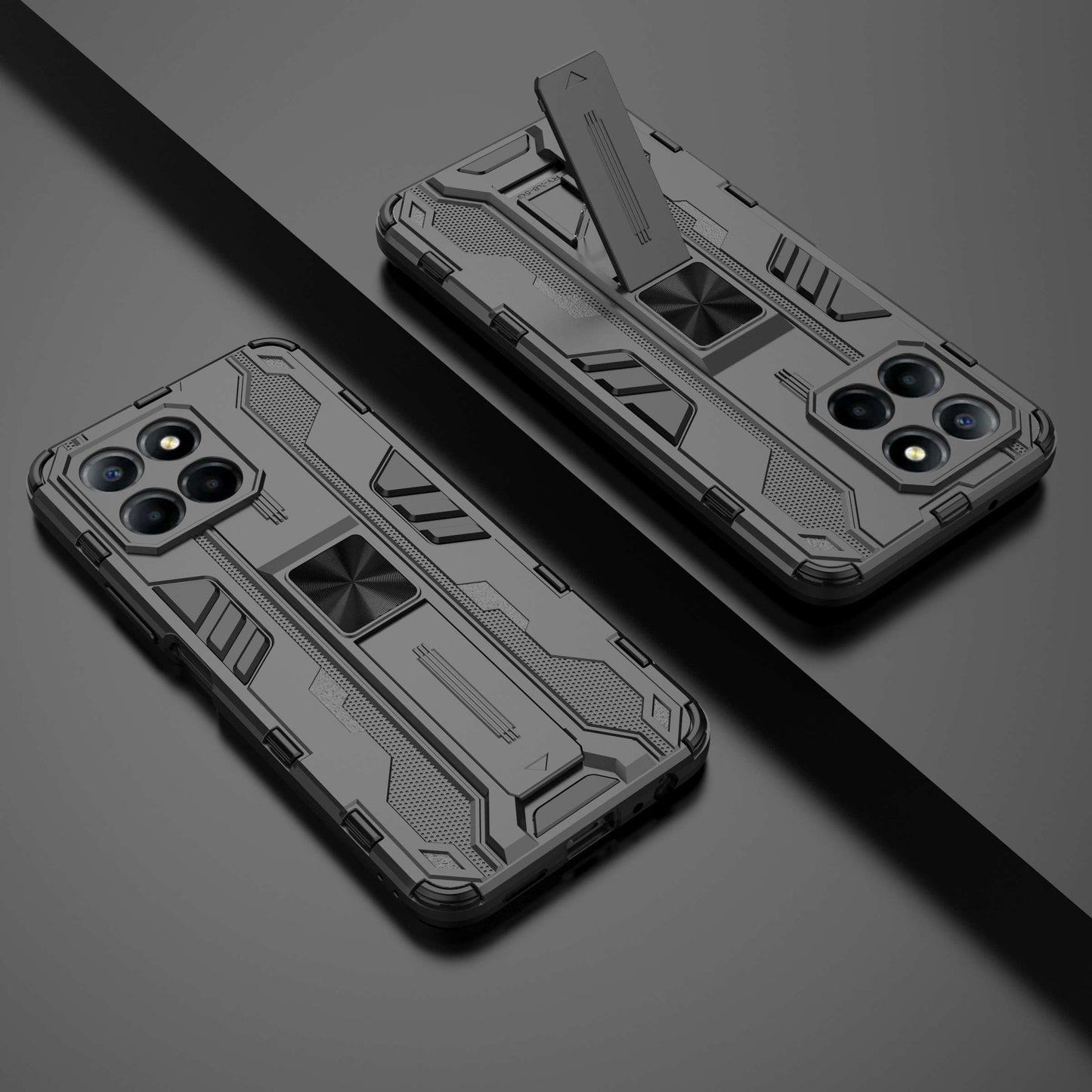 For Honor X8 5G Kickstand Phone Case Anti-drop Hard PC Soft TPU Shockproof Cover