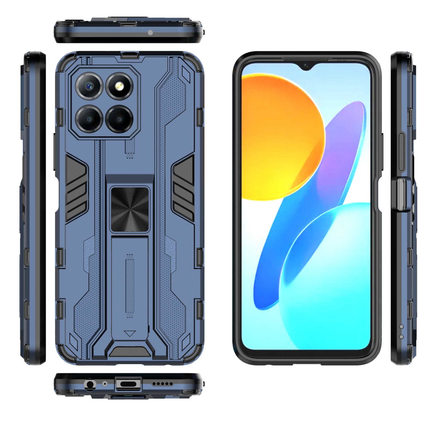 For Honor X8 5G Kickstand Phone Case Anti-drop Hard PC Soft TPU Shockproof Cover