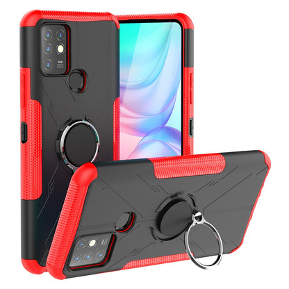 For Infinix Hot 10 Hybrid Hard PC Soft TPU Shockproof Protection Case Magnetic Ring Kickstand Design Anti-Scratch Phone Cover