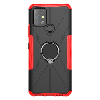 For Infinix Hot 10 Hybrid Hard PC Soft TPU Shockproof Protection Case Magnetic Ring Kickstand Design Anti-Scratch Phone Cover