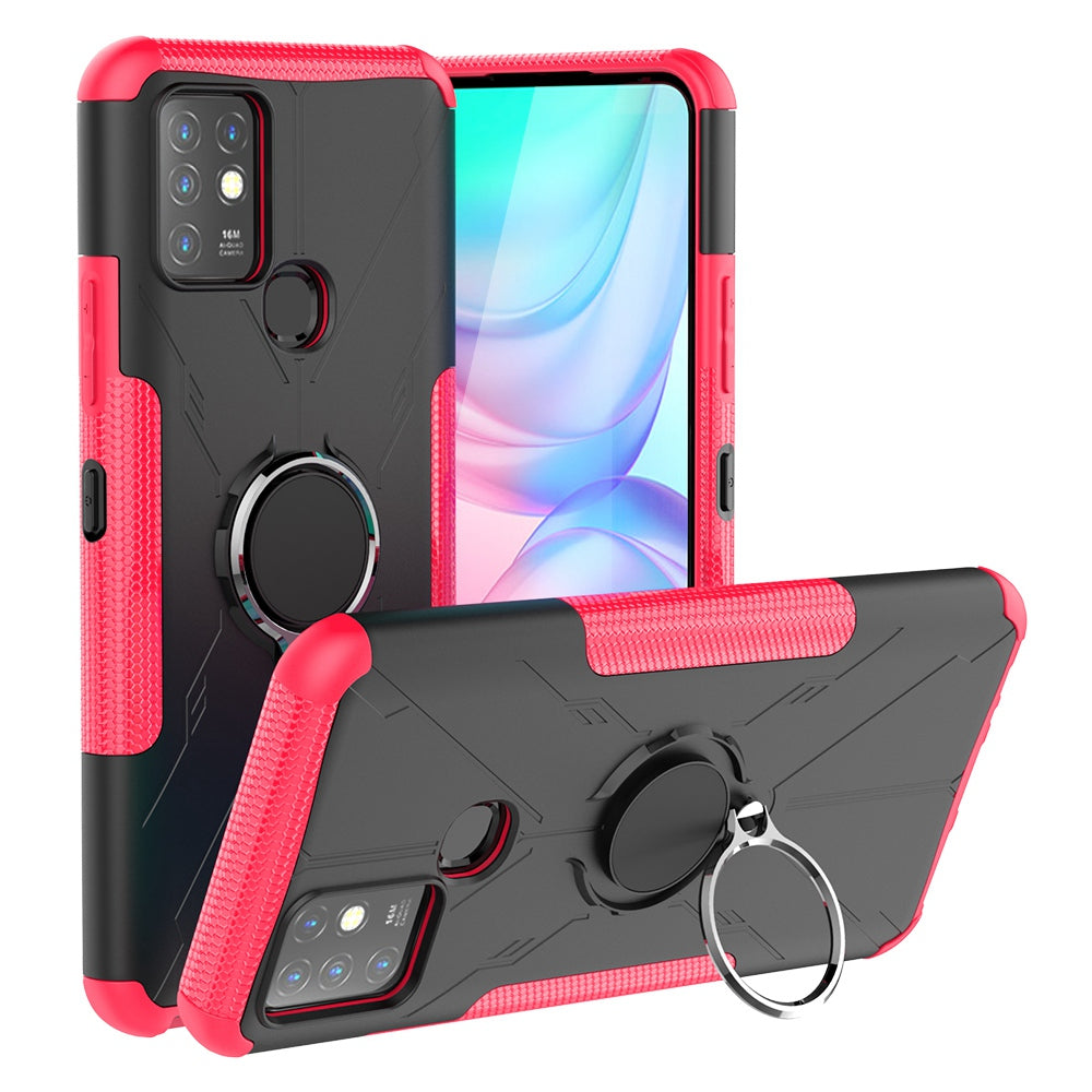 For Infinix Hot 10 Hybrid Hard PC Soft TPU Shockproof Protection Case Magnetic Ring Kickstand Design Anti-Scratch Phone Cover