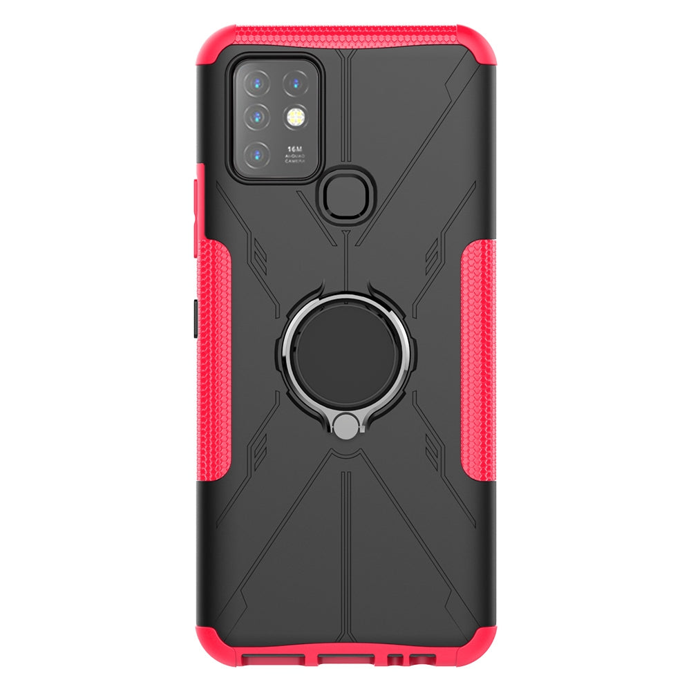 For Infinix Hot 10 Hybrid Hard PC Soft TPU Shockproof Protection Case Magnetic Ring Kickstand Design Anti-Scratch Phone Cover