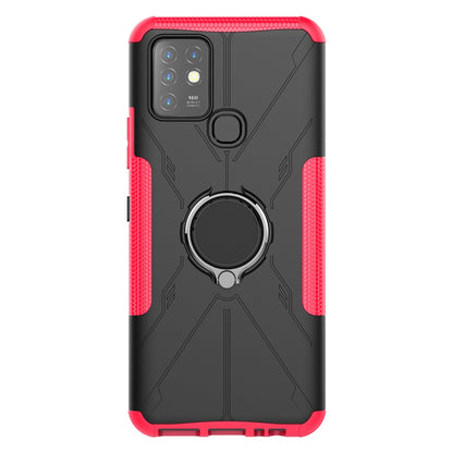 For Infinix Hot 10 Hybrid Hard PC Soft TPU Shockproof Protection Case Magnetic Ring Kickstand Design Anti-Scratch Phone Cover