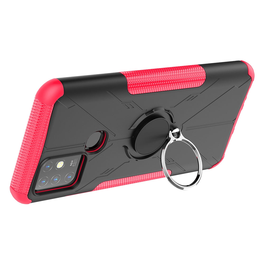For Infinix Hot 10 Hybrid Hard PC Soft TPU Shockproof Protection Case Magnetic Ring Kickstand Design Anti-Scratch Phone Cover