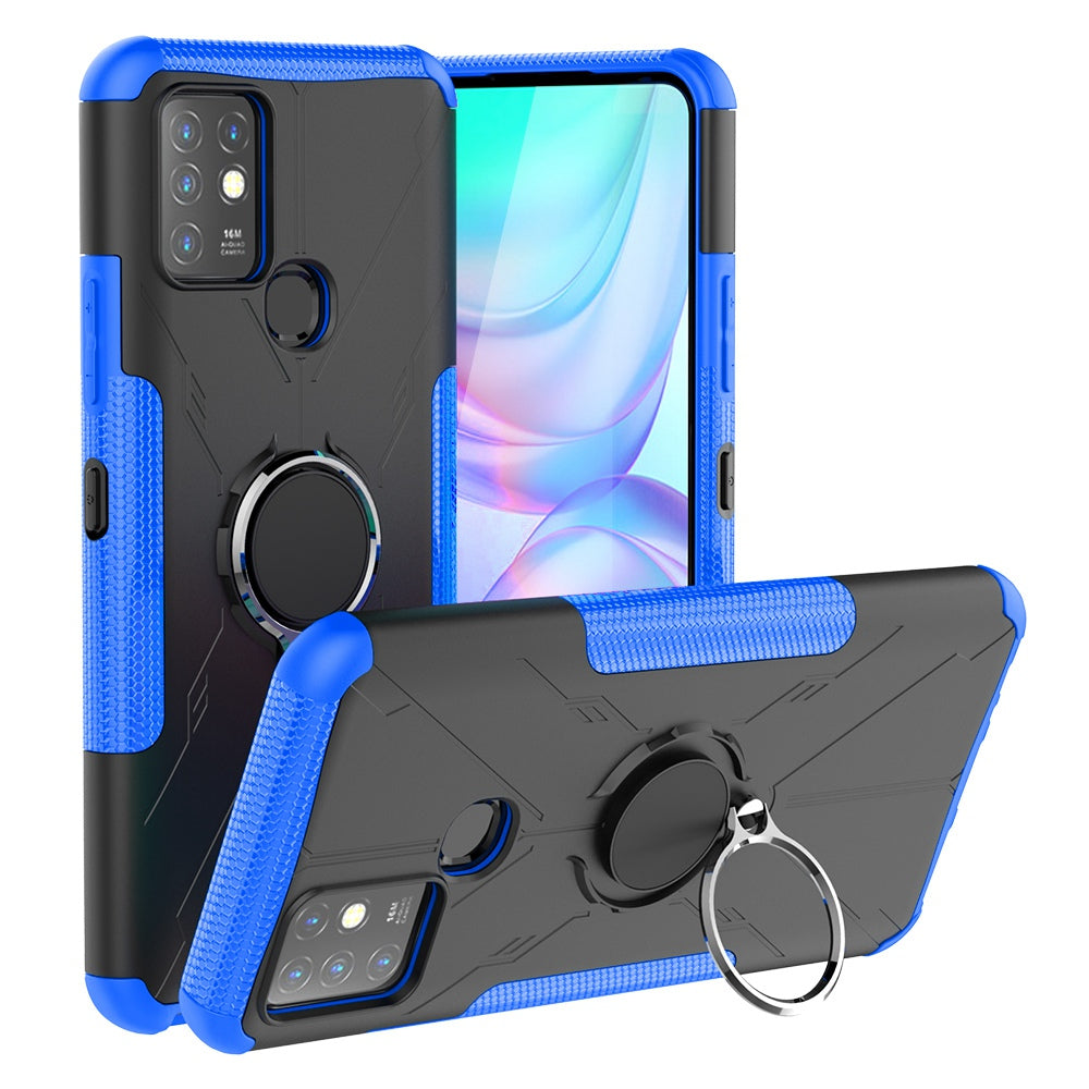 For Infinix Hot 10 Hybrid Hard PC Soft TPU Shockproof Protection Case Magnetic Ring Kickstand Design Anti-Scratch Phone Cover