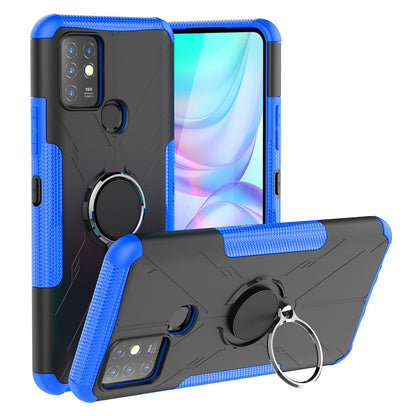 For Infinix Hot 10 Hybrid Hard PC Soft TPU Shockproof Protection Case Magnetic Ring Kickstand Design Anti-Scratch Phone Cover