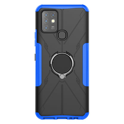 For Infinix Hot 10 Hybrid Hard PC Soft TPU Shockproof Protection Case Magnetic Ring Kickstand Design Anti-Scratch Phone Cover