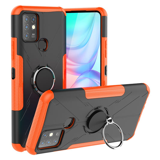 For Infinix Hot 10 Hybrid Hard PC Soft TPU Shockproof Protection Case Magnetic Ring Kickstand Design Anti-Scratch Phone Cover