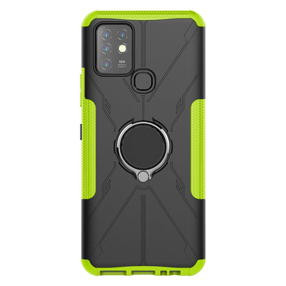 For Infinix Hot 10 Hybrid Hard PC Soft TPU Shockproof Protection Case Magnetic Ring Kickstand Design Anti-Scratch Phone Cover