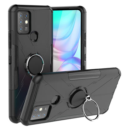 For Infinix Hot 10 Hybrid Hard PC Soft TPU Shockproof Protection Case Magnetic Ring Kickstand Design Anti-Scratch Phone Cover