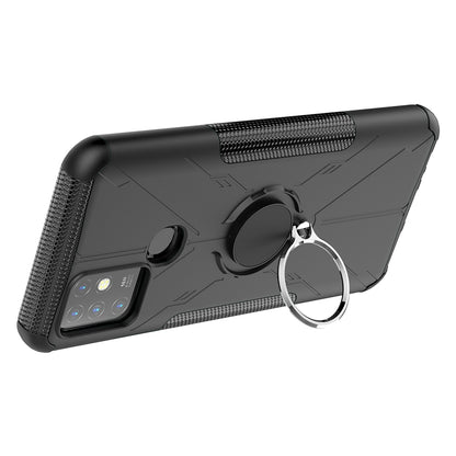 For Infinix Hot 10 Hybrid Hard PC Soft TPU Shockproof Protection Case Magnetic Ring Kickstand Design Anti-Scratch Phone Cover