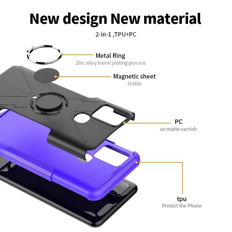 For Infinix Hot 10 Hybrid Hard PC Soft TPU Shockproof Protection Case Magnetic Ring Kickstand Design Anti-Scratch Phone Cover