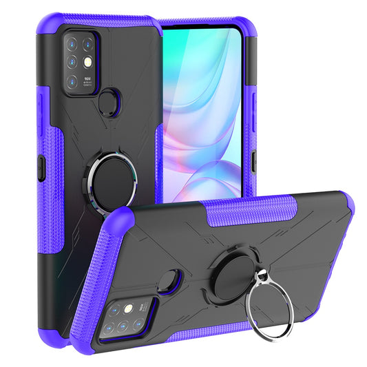 For Infinix Hot 10 Hybrid Hard PC Soft TPU Shockproof Protection Case Magnetic Ring Kickstand Design Anti-Scratch Phone Cover