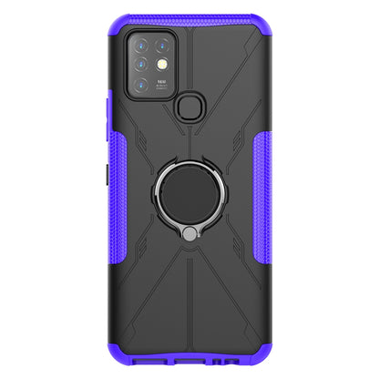 For Infinix Hot 10 Hybrid Hard PC Soft TPU Shockproof Protection Case Magnetic Ring Kickstand Design Anti-Scratch Phone Cover