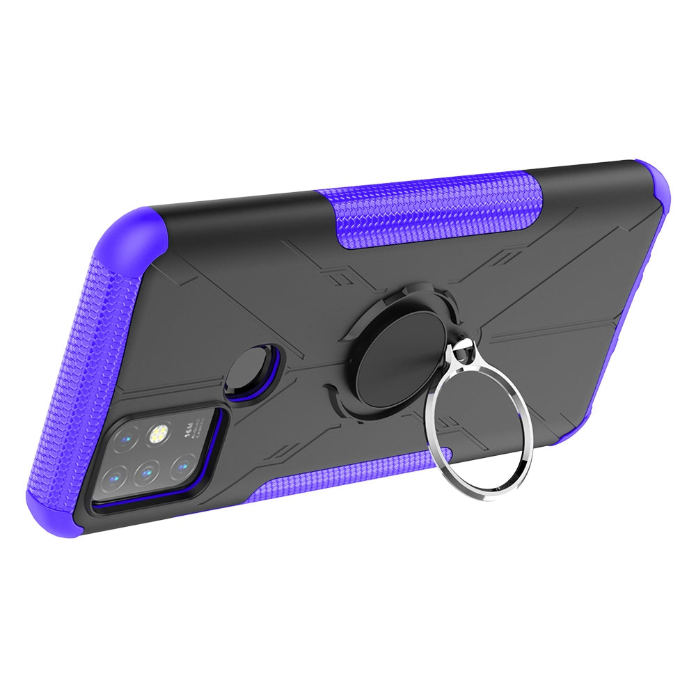 For Infinix Hot 10 Hybrid Hard PC Soft TPU Shockproof Protection Case Magnetic Ring Kickstand Design Anti-Scratch Phone Cover