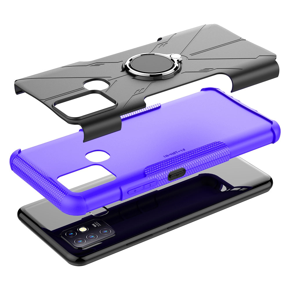 For Infinix Hot 10 Hybrid Hard PC Soft TPU Shockproof Protection Case Magnetic Ring Kickstand Design Anti-Scratch Phone Cover