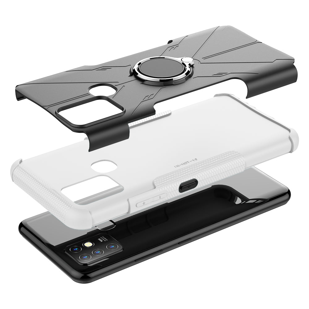 For Infinix Hot 10 Hybrid Hard PC Soft TPU Shockproof Protection Case Magnetic Ring Kickstand Design Anti-Scratch Phone Cover