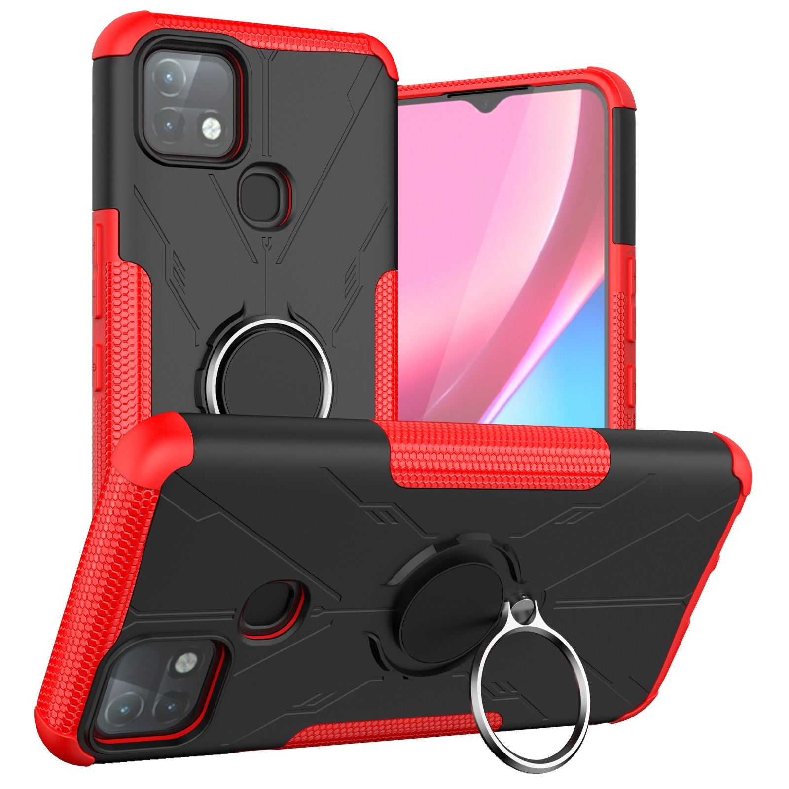 For Infinix Hot 10i / Smart 5 Pro Dual Layer Hard PC Soft TPU Phone Case Ring Holder Kickstand Drop Protection Cover