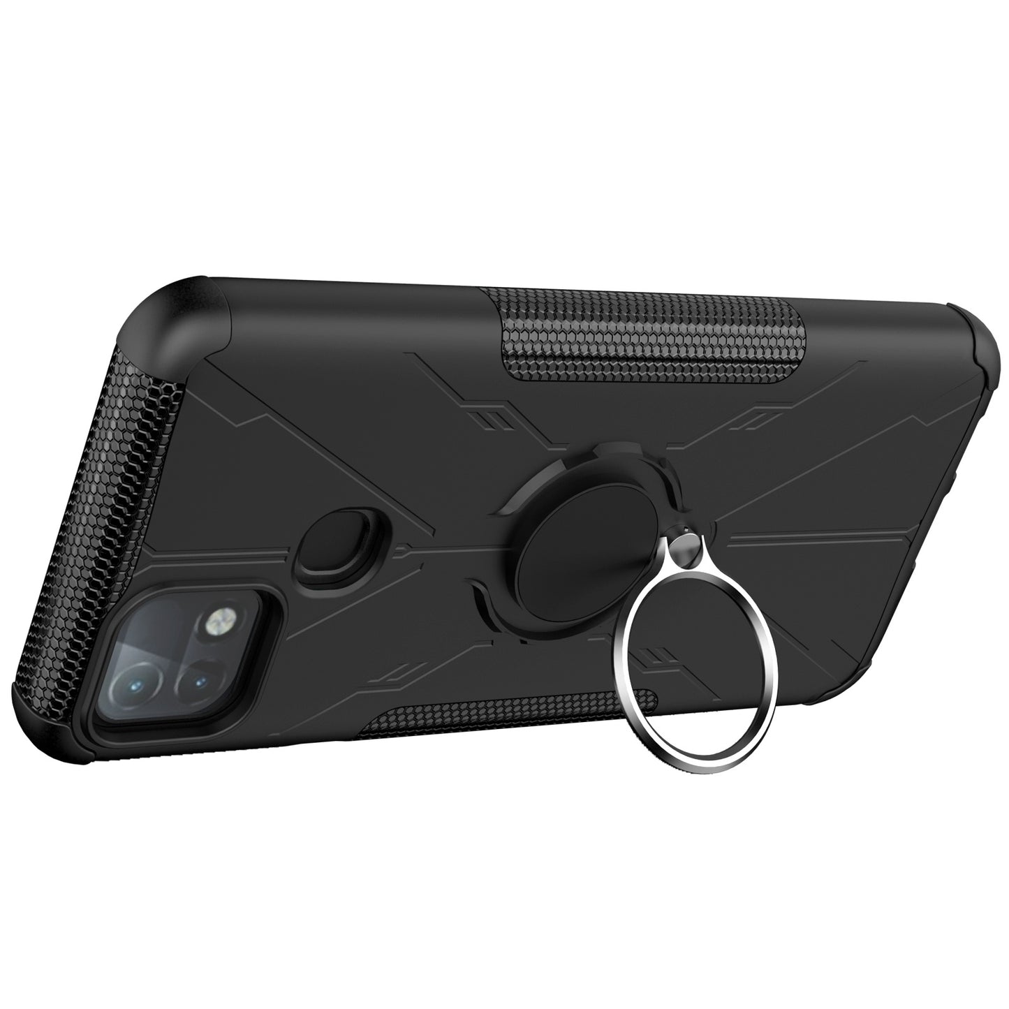 For Infinix Hot 10i / Smart 5 Pro Dual Layer Hard PC Soft TPU Phone Case Ring Holder Kickstand Drop Protection Cover