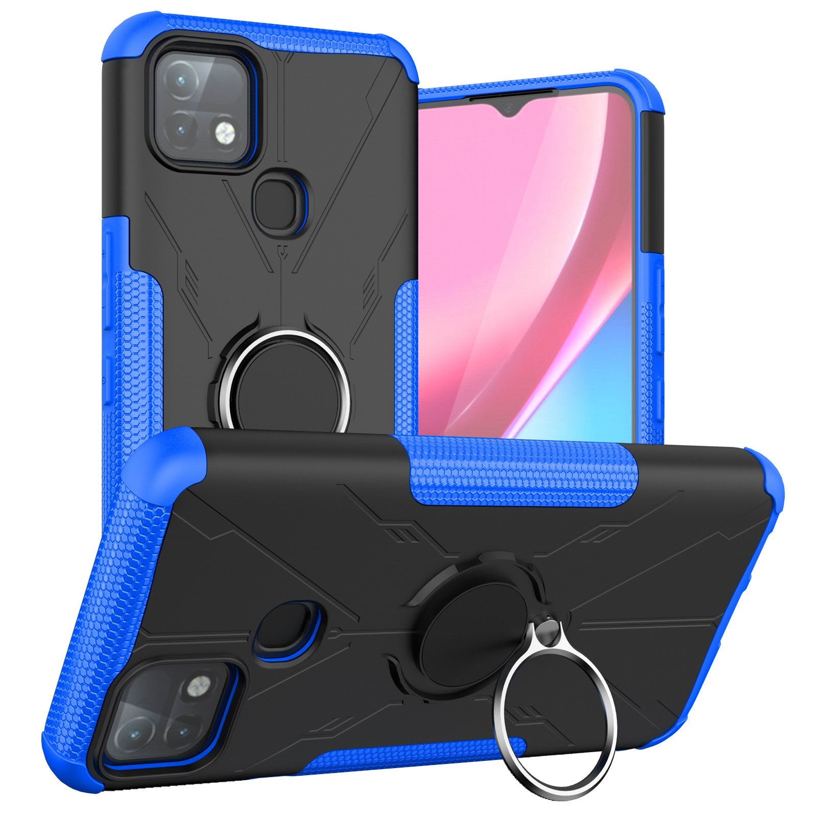 For Infinix Hot 10i / Smart 5 Pro Dual Layer Hard PC Soft TPU Phone Case Ring Holder Kickstand Drop Protection Cover