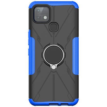 For Infinix Hot 10i / Smart 5 Pro Dual Layer Hard PC Soft TPU Phone Case Ring Holder Kickstand Drop Protection Cover