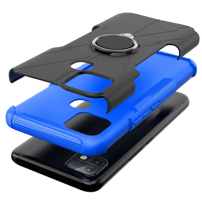 For Infinix Hot 10i / Smart 5 Pro Dual Layer Hard PC Soft TPU Phone Case Ring Holder Kickstand Drop Protection Cover